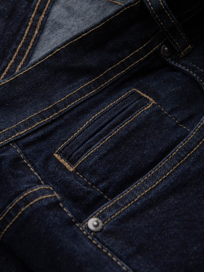 Men's denim shorts with rolled up legs - navy blue V1 OM-SRDS-0134