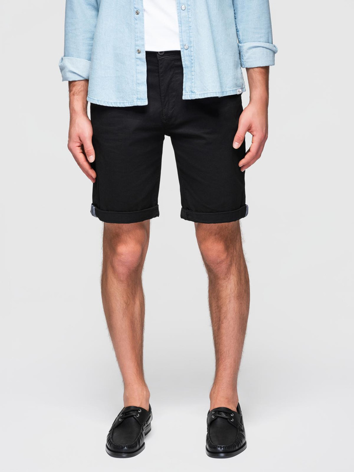 Classic men's chino shorts with rolled up leg - black V9 OM-SRCS-0197