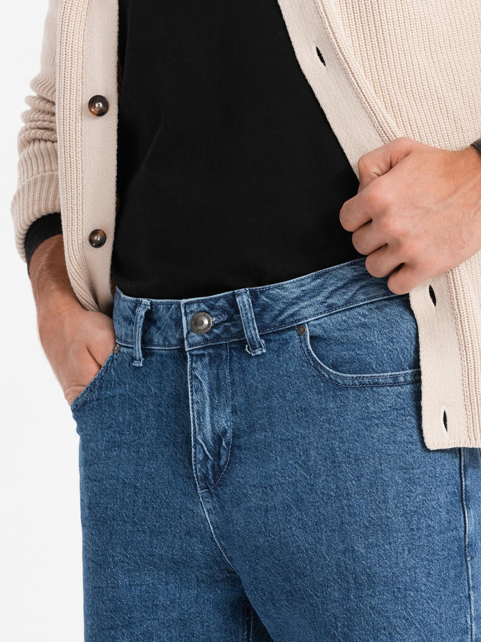 Marmurkowe spodnie męskie jeansowe CARROT FIT – ciemnoniebieskie V2 OM-PADP-0225