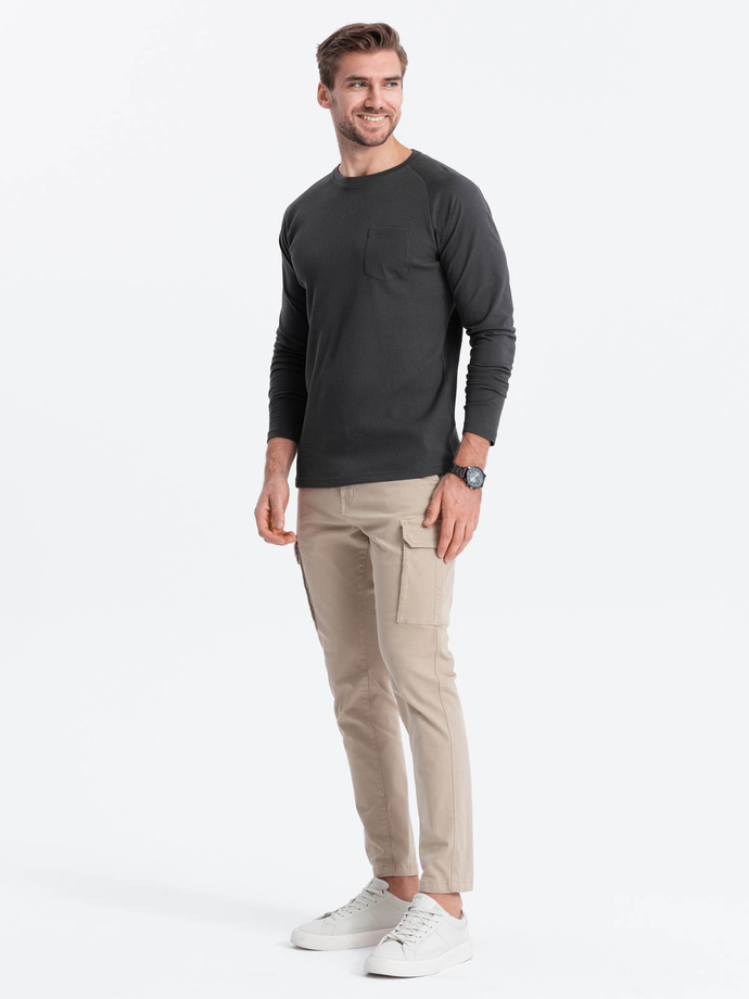 Men's longsleeve with "waffle" texture - graphite V5 OM-LSCL-0109