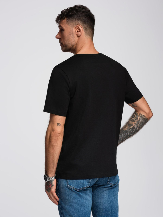 Men's cotton t-shirt with graphic print - black V2 OM-TSPT-0246