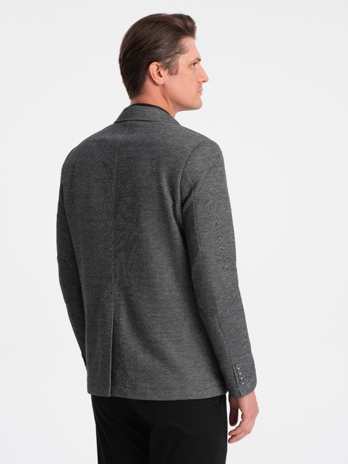 Men's blazer with elbow patches - black V5 OM-BLZB-0108
