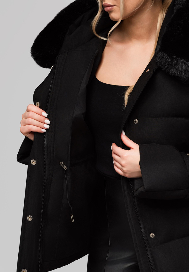 Women's insulated jacket with fur OW-JAHP-0105 v1 - black