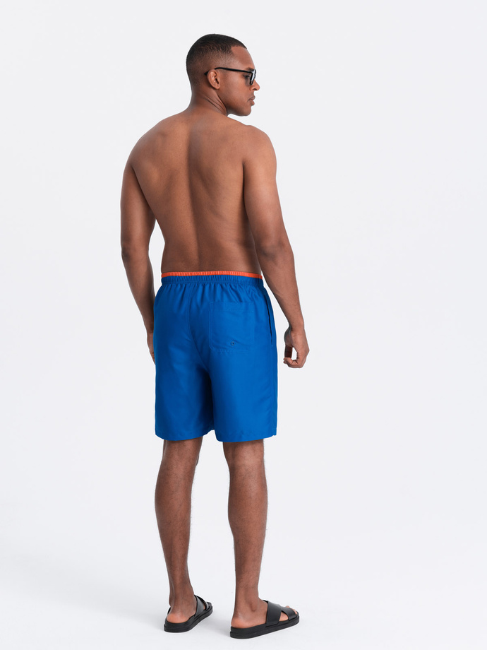 Men's two-tone ribbed swim shorts - dark blue V5 OM-SRBS-0141