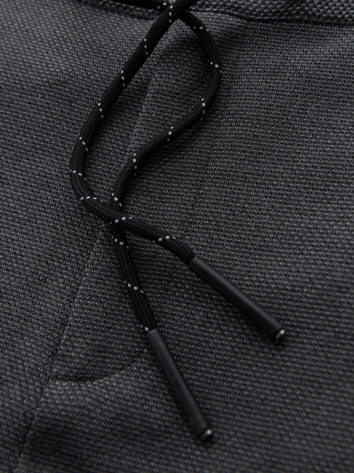 Dzianinowe spodnie męskie z gumką w pasie - ciemnoszare V2 P1514