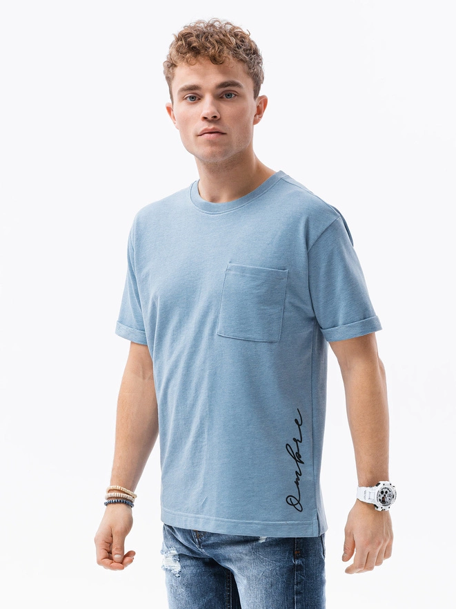 Men's printed t-shirt - blue S1371