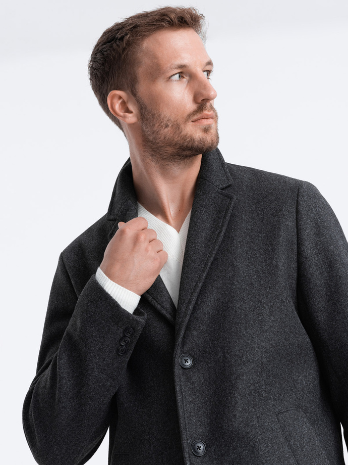 Men's lightweight single-breasted coat - graphite V5 OM-COWC-0104