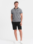 Szorty męskie SLIM FIT ze strukturalnej dzianiny - czarne V2 OM-SRCS-0126