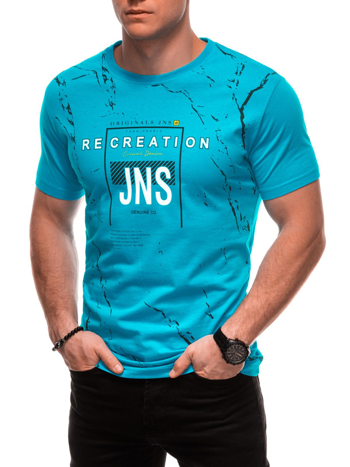 Men's printed t-shirt S2037 - turquoise