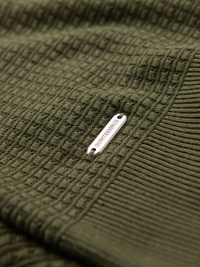 Strukturalna dzianinowa koszulka męska - oliwkowa V1 OM-TSCT-0253