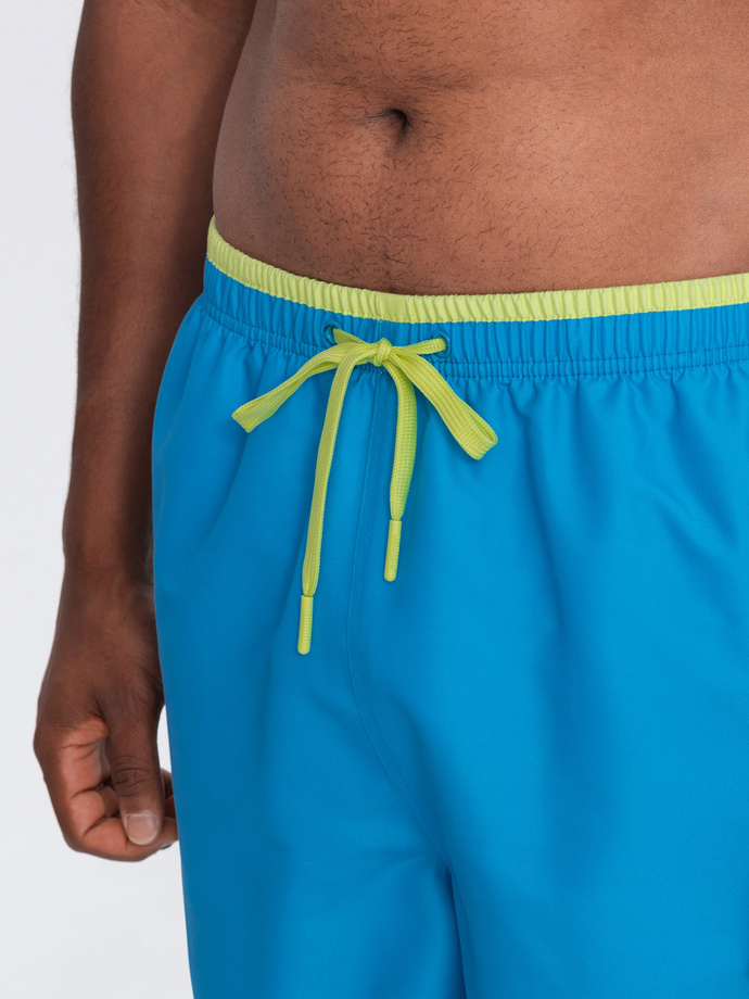Spodenki męskie kąpielówki z dwukolorowym ściągaczem – niebieskie V6 OM-SRBS-0141