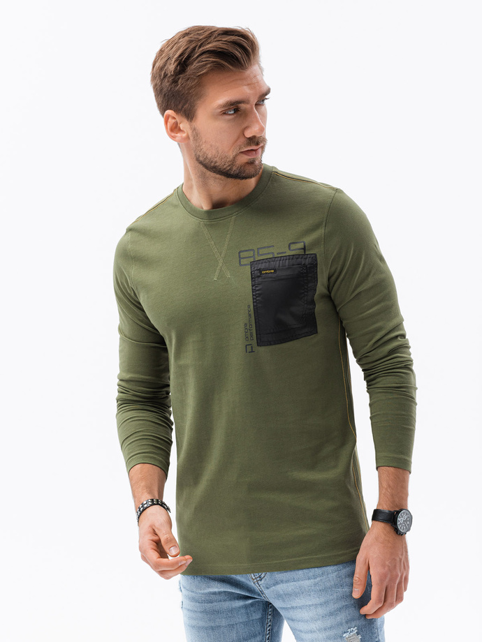 Men's printed longsleeve - olive L130