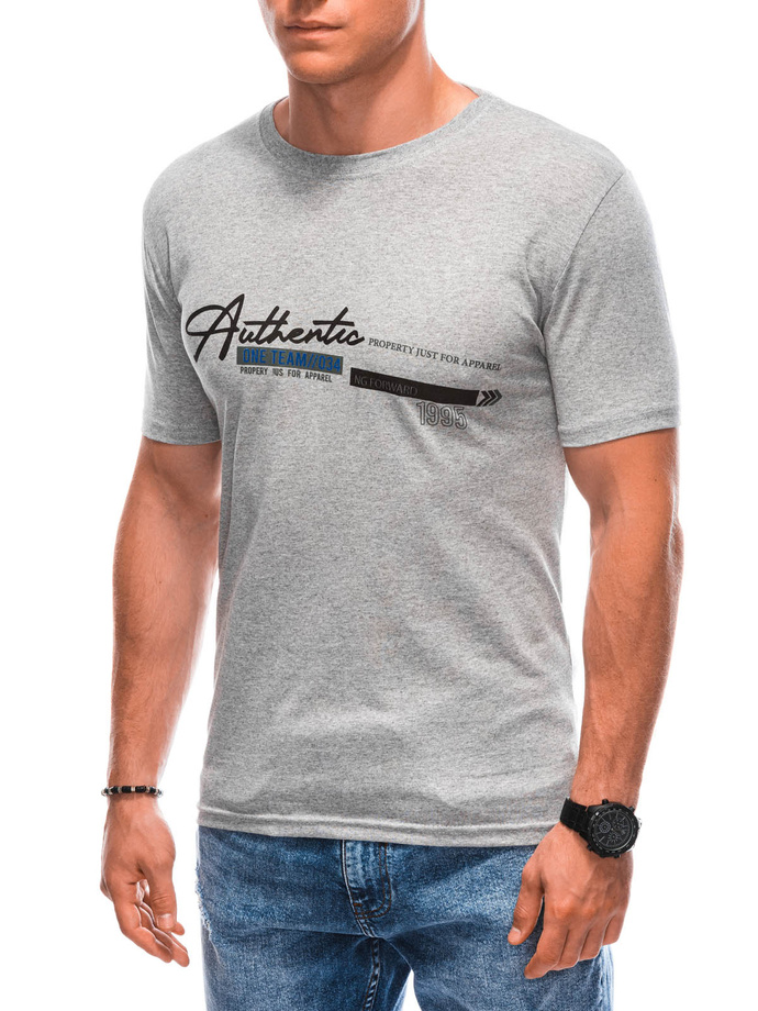 T-shirt męski z nadrukiem S1900 - szary