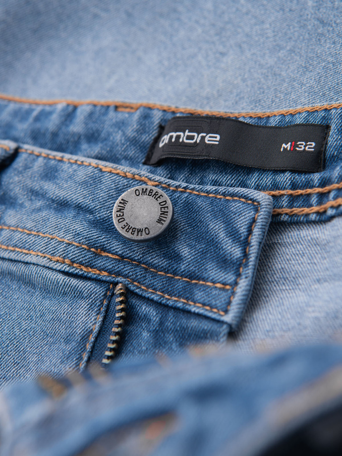 Denim men's shorts with a classic cut - light blue V2 OM-SRDS-0171