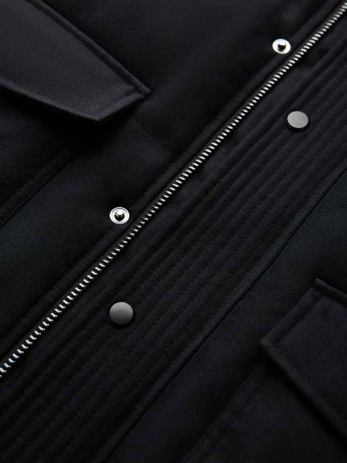 Długa ciepła kurtka męska typu parka z kapturem – czarna V2 OM-JALJ-0182