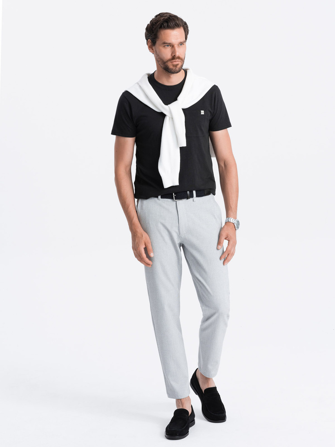 Men's knitted T-shirt with patch pocket - black V5 S1621