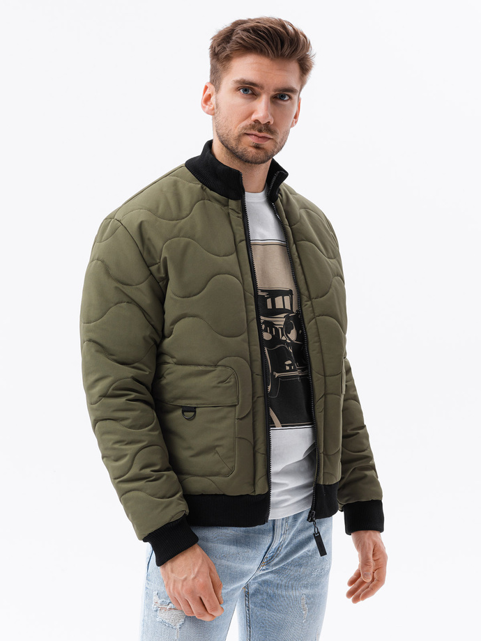 Men's insulated bomber jacket - dark olive C515