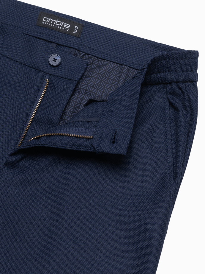 Men's classic chino SLIM FIT pants - navy blue V1 OM-PACP-0182