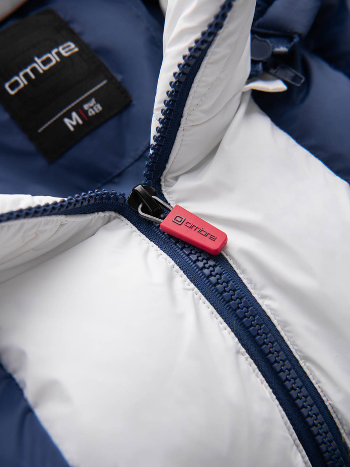 Men's colorful retro sports jacket - blue and white V1 OM-JALP-0175