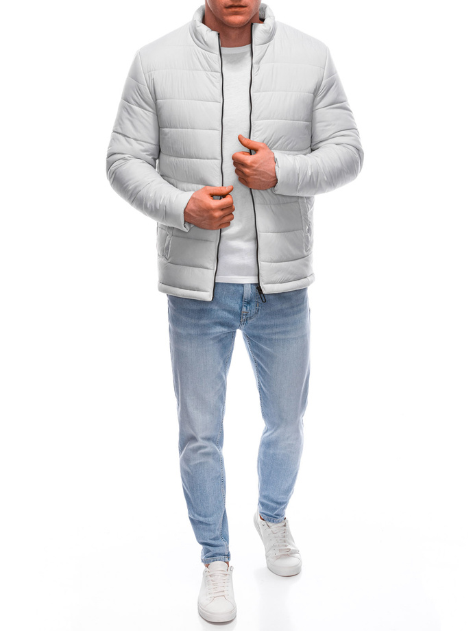 Men's mid-season quilted jacket C526 - light grey