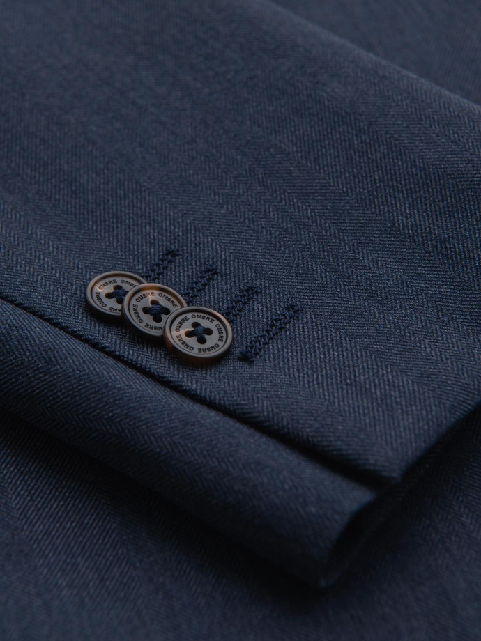 Elegant men's SLIM FIT jacket with rayon - dark blue V3 OM-BLZB-0135