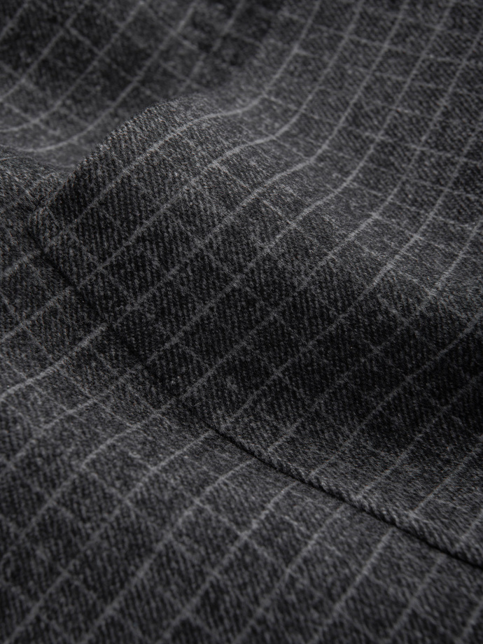 Męska marynarka w kratę z dodatkiem wełny - grafitowa V2 OM-BLZB-0117