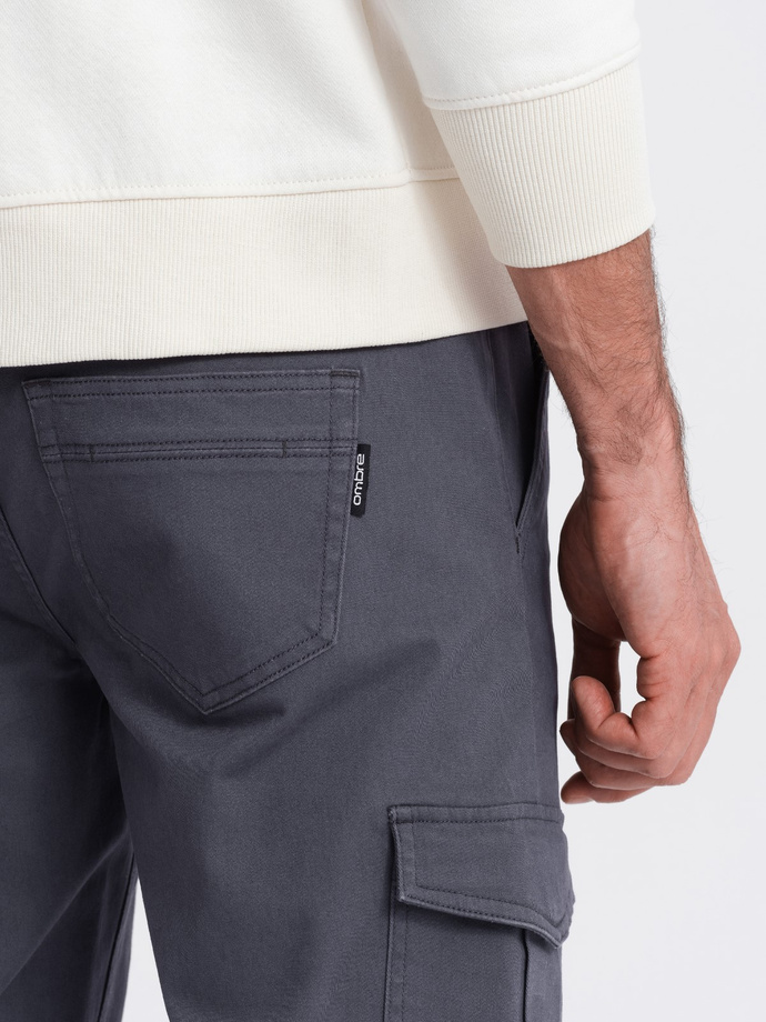 Men's JOGGERS pants with zippered cargo pockets - graphite V3 OM-PAJO-0123