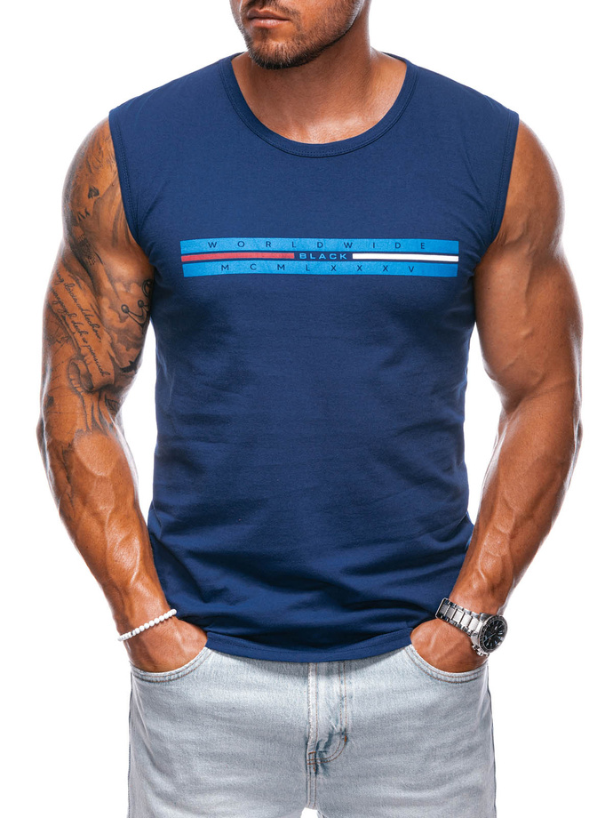 Men's printed tank top S1956 - dark blue