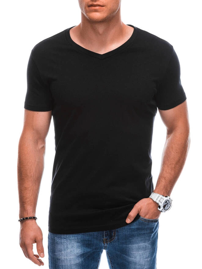 Men's basic V-neck t-shirt EM-TSBS-0101 - black V1