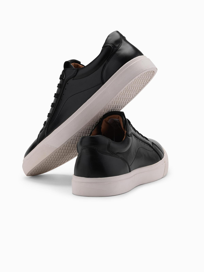 Men's eco leather sneakers shoes - black V2 OM-FOCS-0179