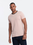 Men's t-shirt with raw finish - pink V5 OM-TSCT-22SS-004