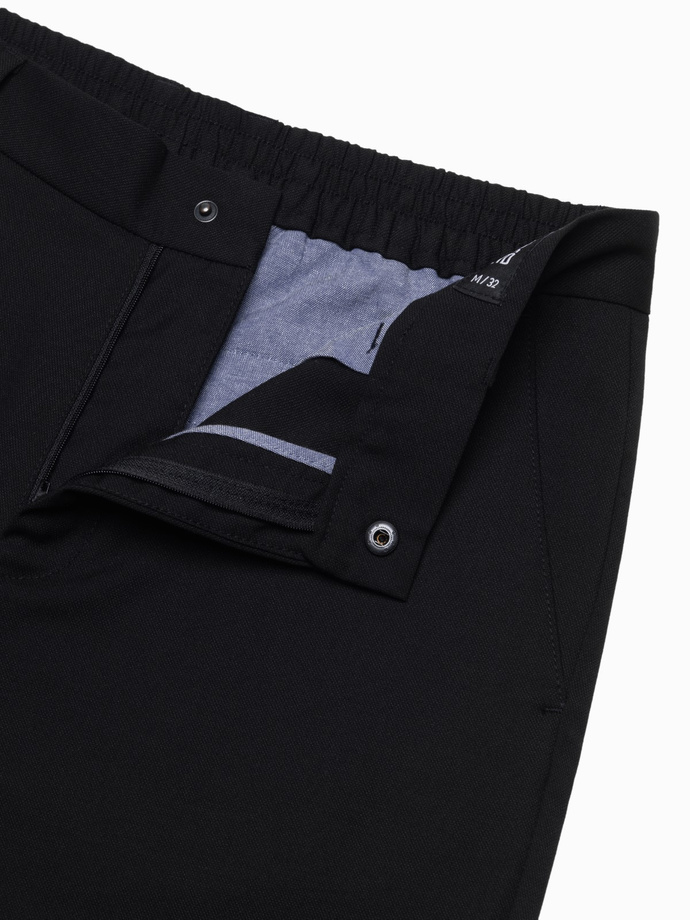Męskie spodnie chino REGULAR FIT z gumką w pasie – czarne V4 OM-PACP-0157
