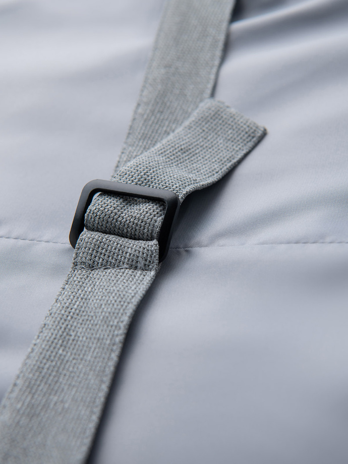 Fitted structured men's vest with patch pockets - grey melange V2 OM-BLZV-0146