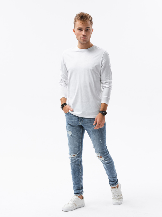 Men's plain longsleeve - white L138
