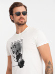 Men's cotton t-shirt with skull - white V2 OM-TSPT-0200