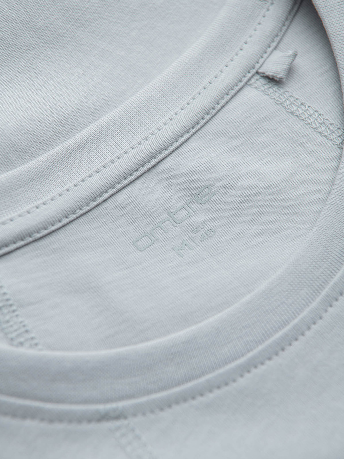 Men's cotton T-shirt with delicate embroidery - light grey V4 OM-TSCT-0170