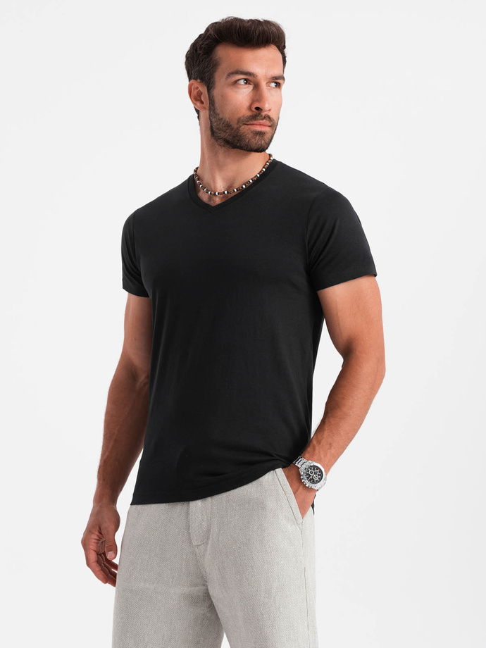 BASIC men's classic cotton T-shirt with a crew neckline - black V1 OM-TSBS-0145