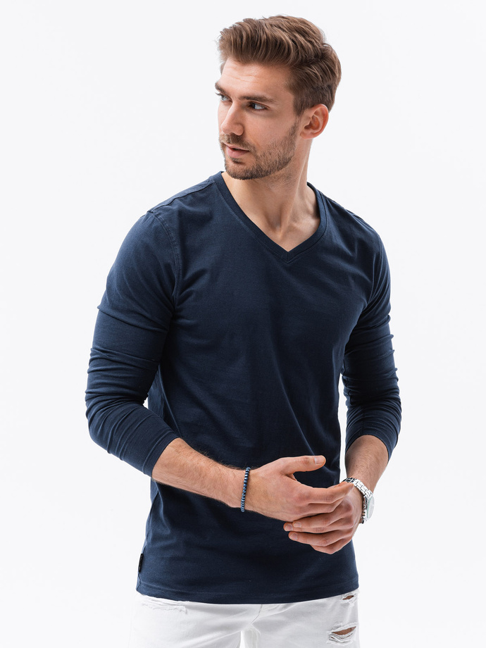 Men's plain longsleeve - navy L136