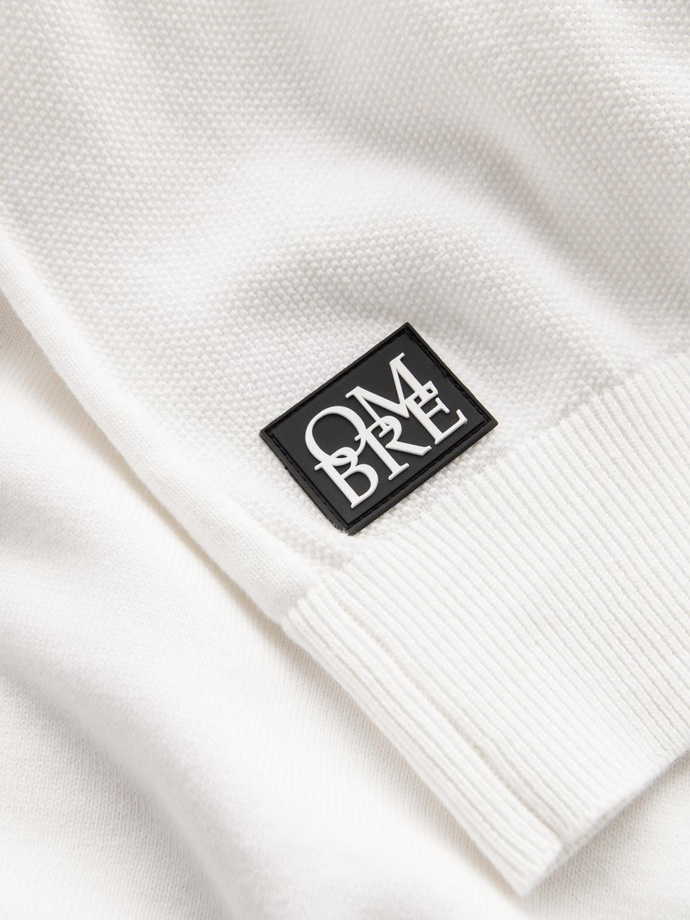 Sweter męski raglan z prążkowanymi rękawami – biały V1 OM-SWSW-0144