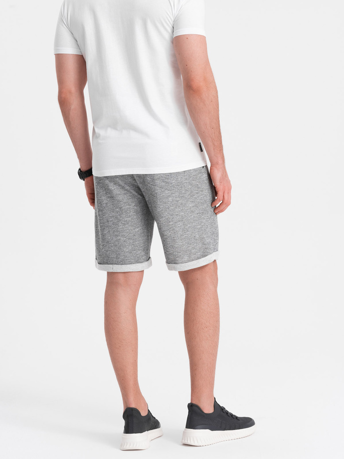 Men's LOOSE FIT melange fabric shorts - gray V6 OM-SRSK-0116