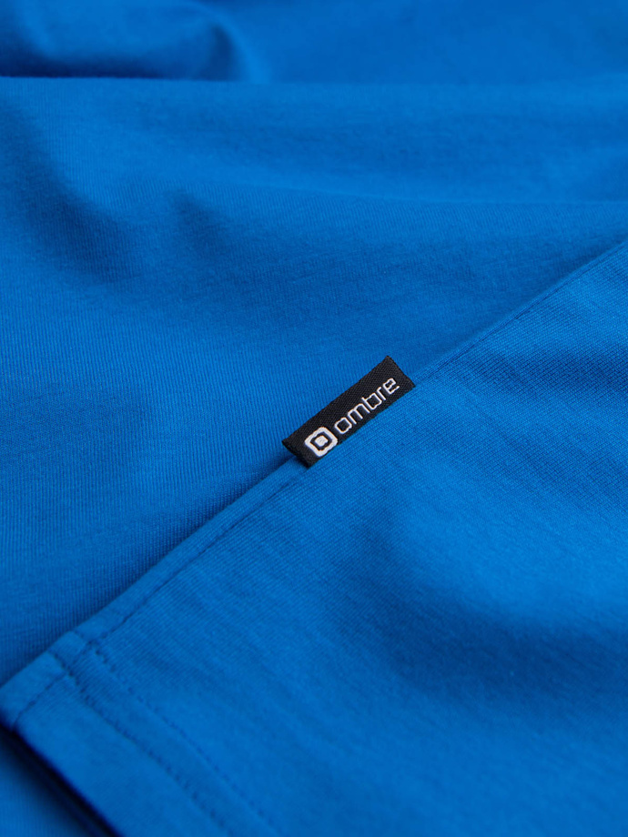 Men's BASIC longsleeve with round neckline - blue V9 OM-LSBL-0106