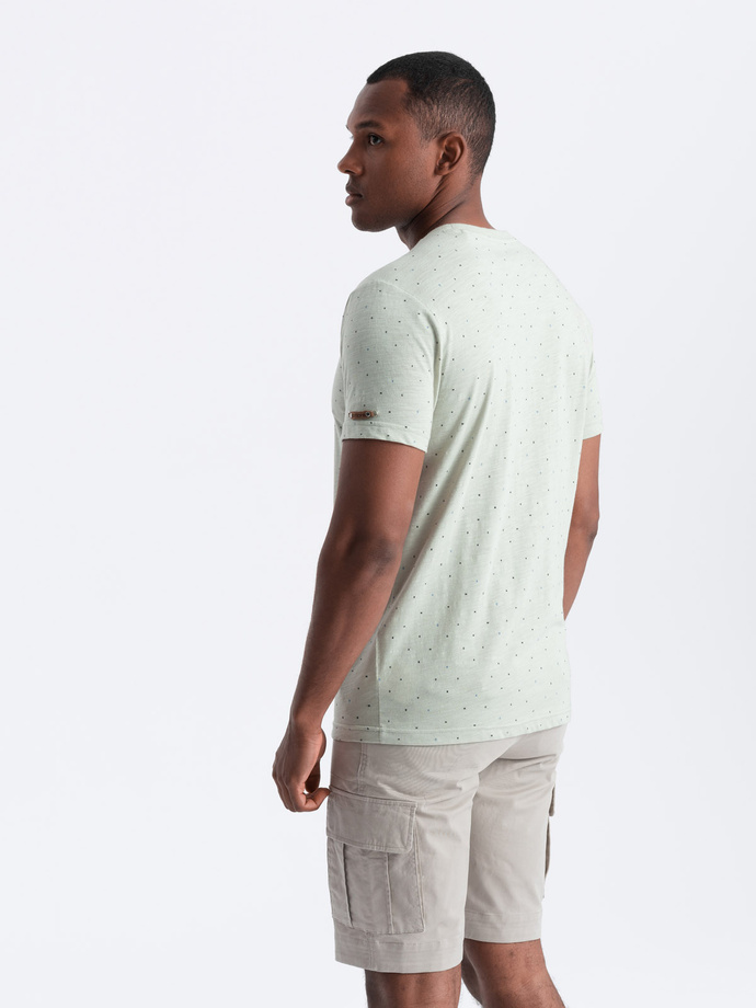 Men's full-print t-shirt with colorful letters - light green V5 OM-TSFP-0185