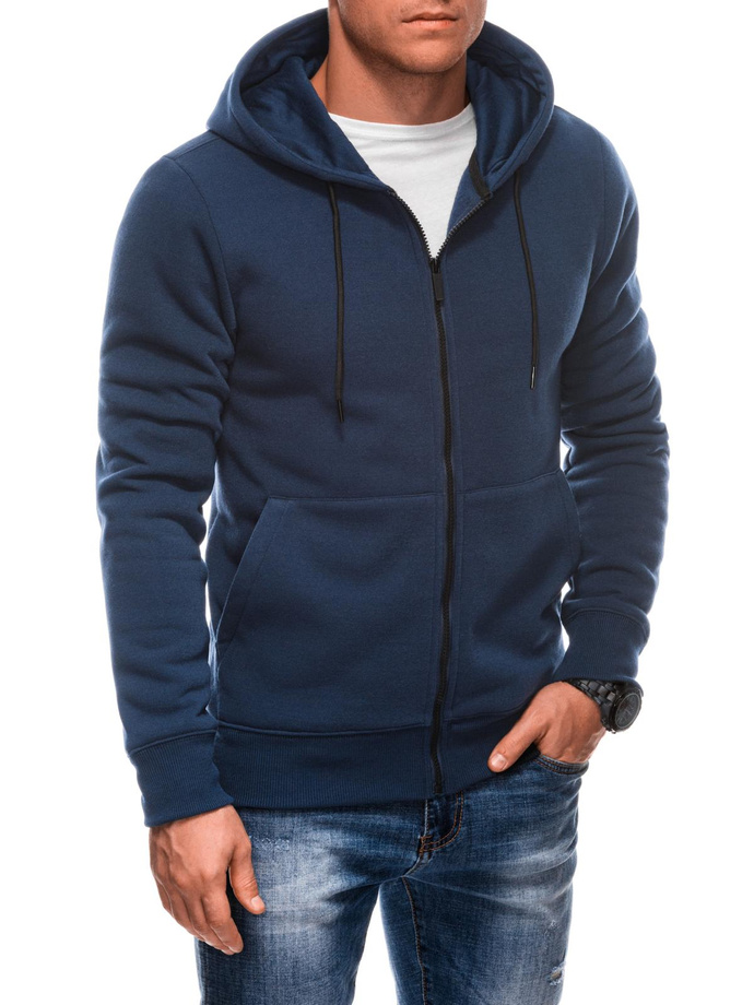 BASIC men's unzipped sweatshirt with hood - navy blue V5 EM-SSBZ-0101