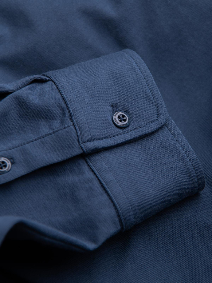 Men's cotton single jersey knit REGULAR shirt - blue V1 OM-SHCS-0138