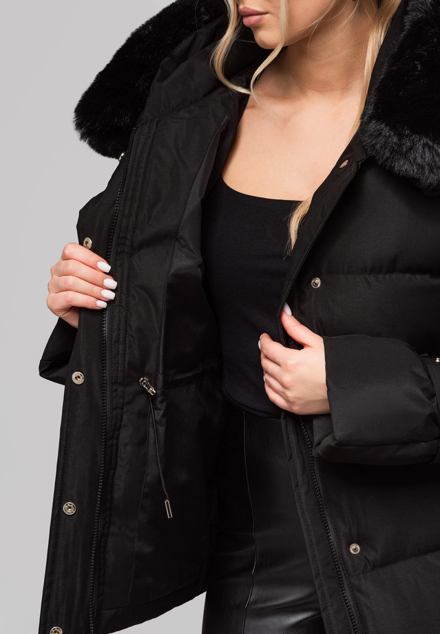 Women's insulated jacket with fur OW-JAHP-0105 v1 - black