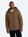 Men's lightweight storm jacket with hood - brown V2 OM-JANP-0191