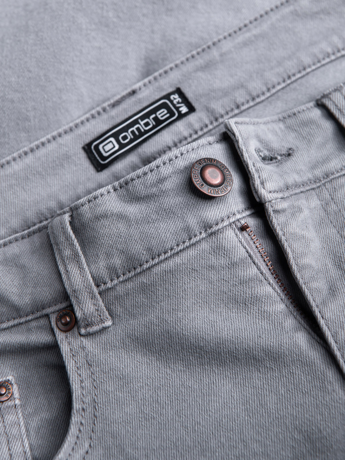 Men's denim pants without rubbing SLIM FIT - gray V1 OM-PADP-0148