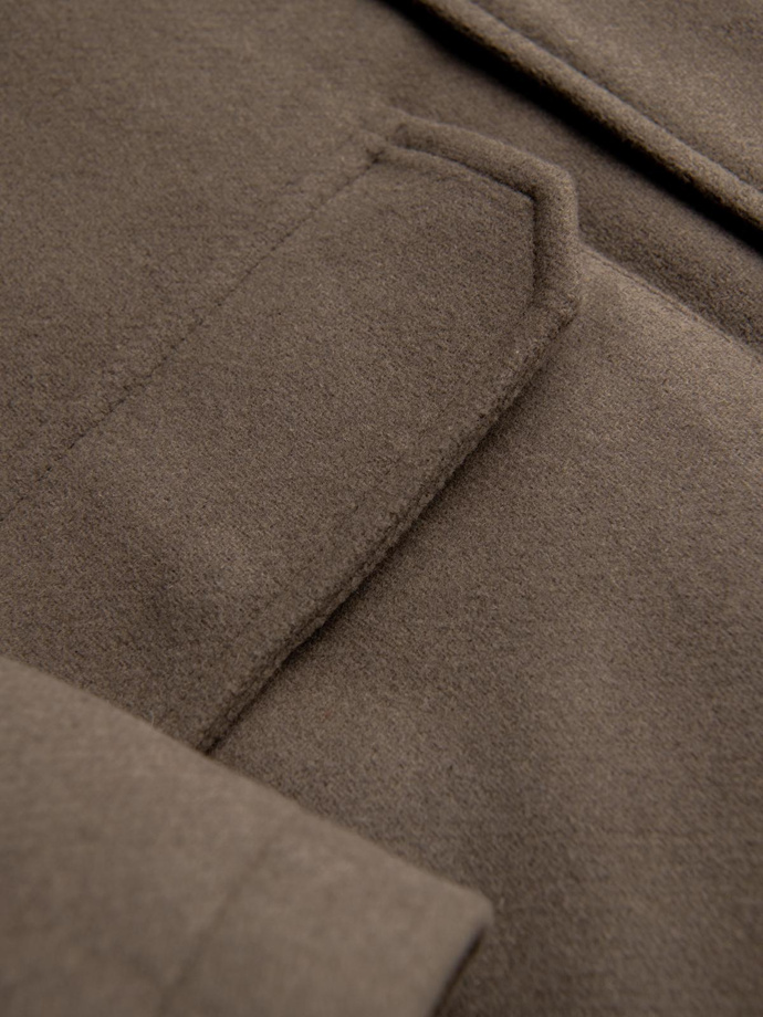 Męski płaszcz parka z wełną i kapturem - khaki V2 OM-COWC-0132