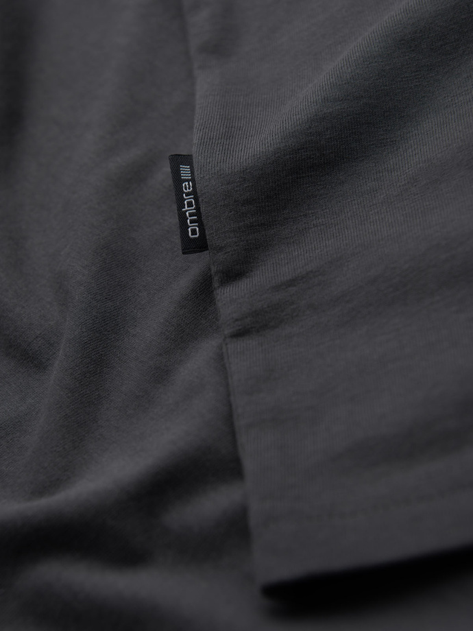 Men's BASIC classic cotton T-shirt with a serape neckline - graphite V3 OM-TSBS-0237