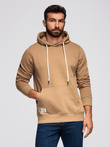 Men's kangaroo hooded sweatshirt - brown V2 OM-SSBN-0177